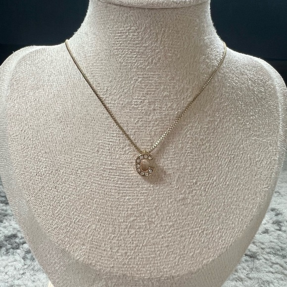 Anne Klein Gold Pave Initial “C” Necklace - Picture 7 of 9